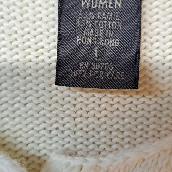 80s 90s RARE Floral Print Hand Knit Crewneck Cardigan Sweater Large  Cottagecore - Picture 8 of 16